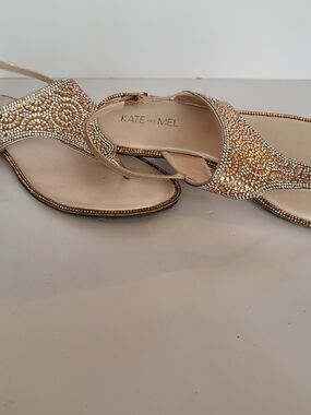 Rose Gold Embellished Slingback Sandals - Fits like a size 9.